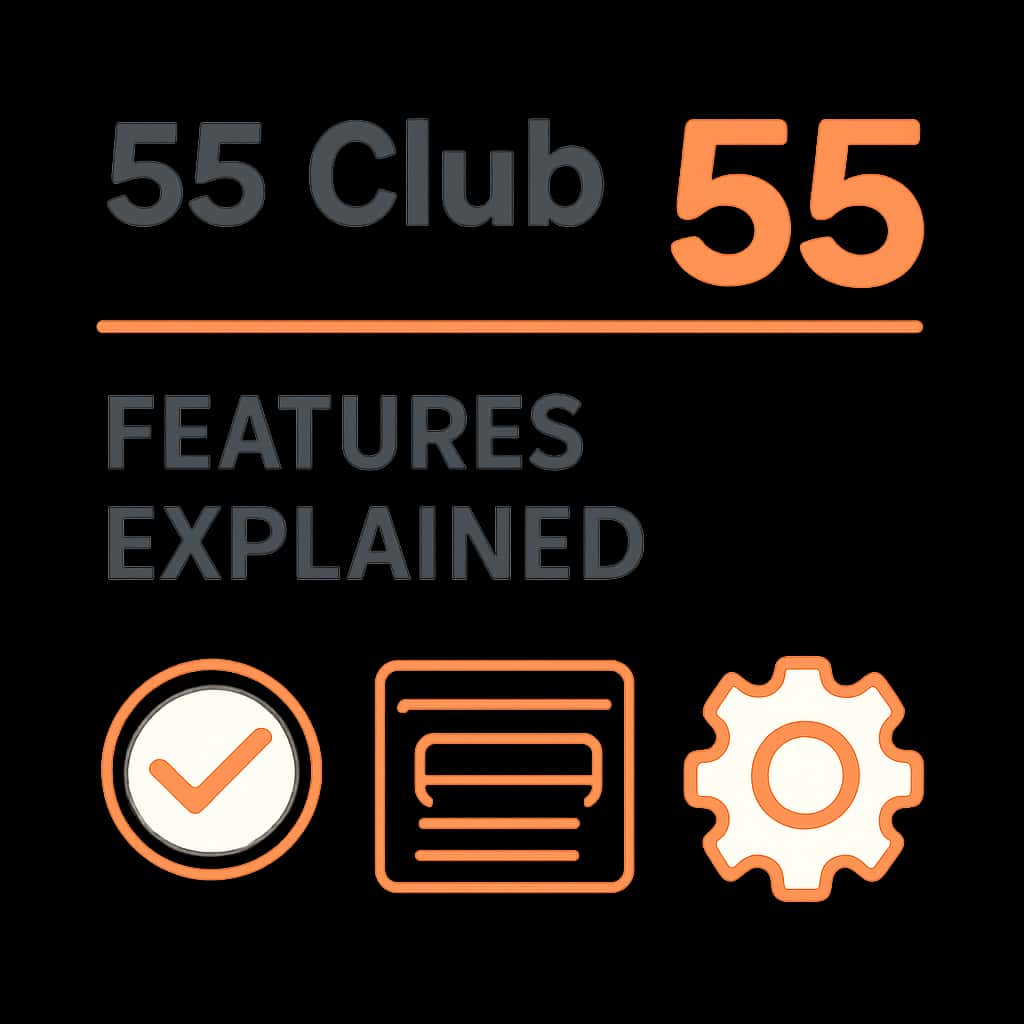An educational diagram outlining the features of the 55 Club.