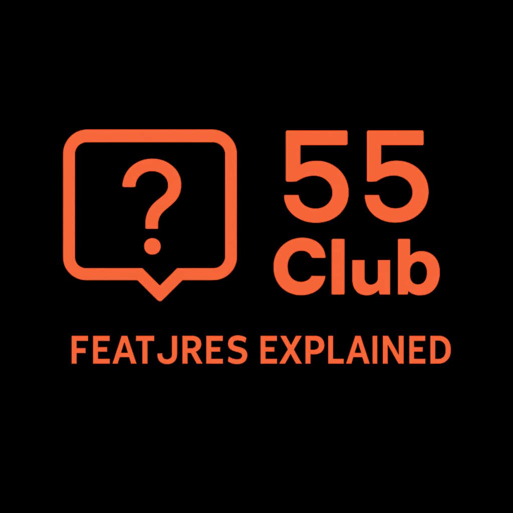 A simple badge illustrating the 55 Club features.