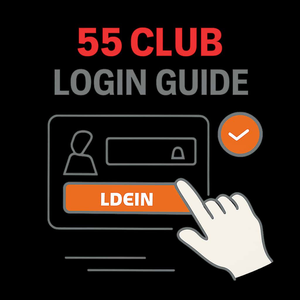 Illustration showing the steps for 55 Club login.