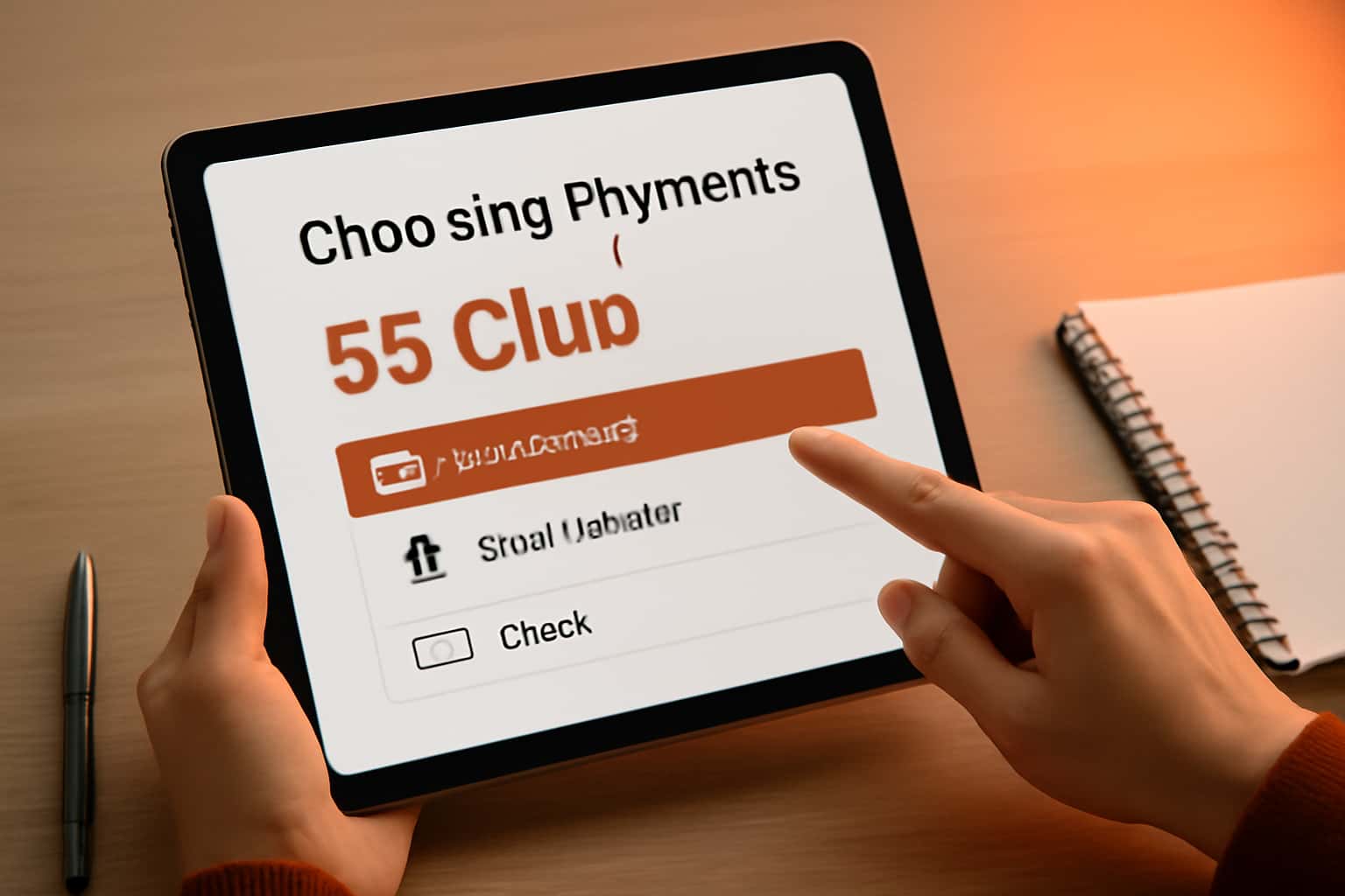 An informative graphic illustrating the various payment methods available for 55 Club.