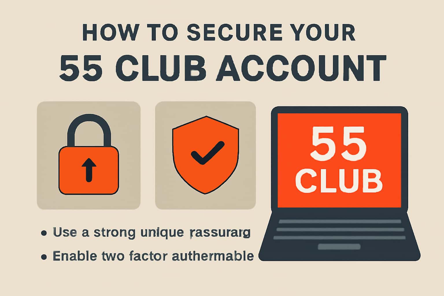 An informational scene highlighting account security measures for the 55 Club.