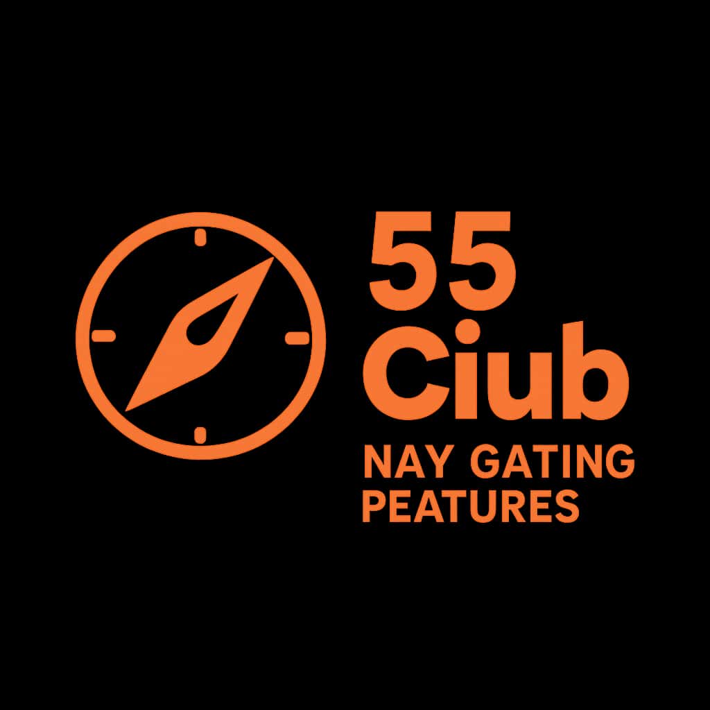 A simple badge design symbolizing guidance on 55 Club features.