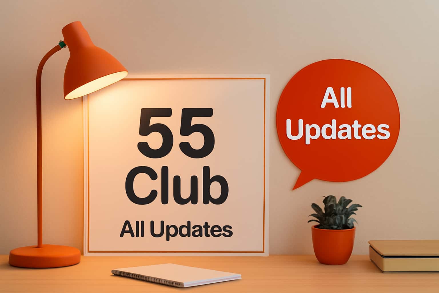 A futuristic scene visually representing updates related to the 55 Club platform.
