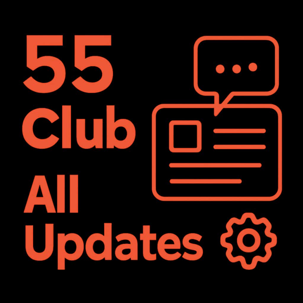 An illustration detailing various updates and features of the 55 Club.