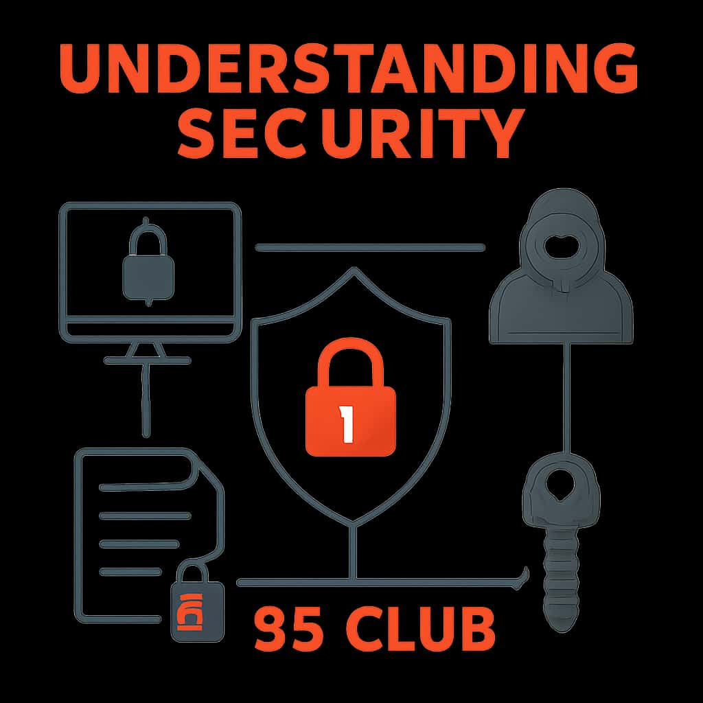 An educational diagram illustrating key aspects of 55 Club Security.