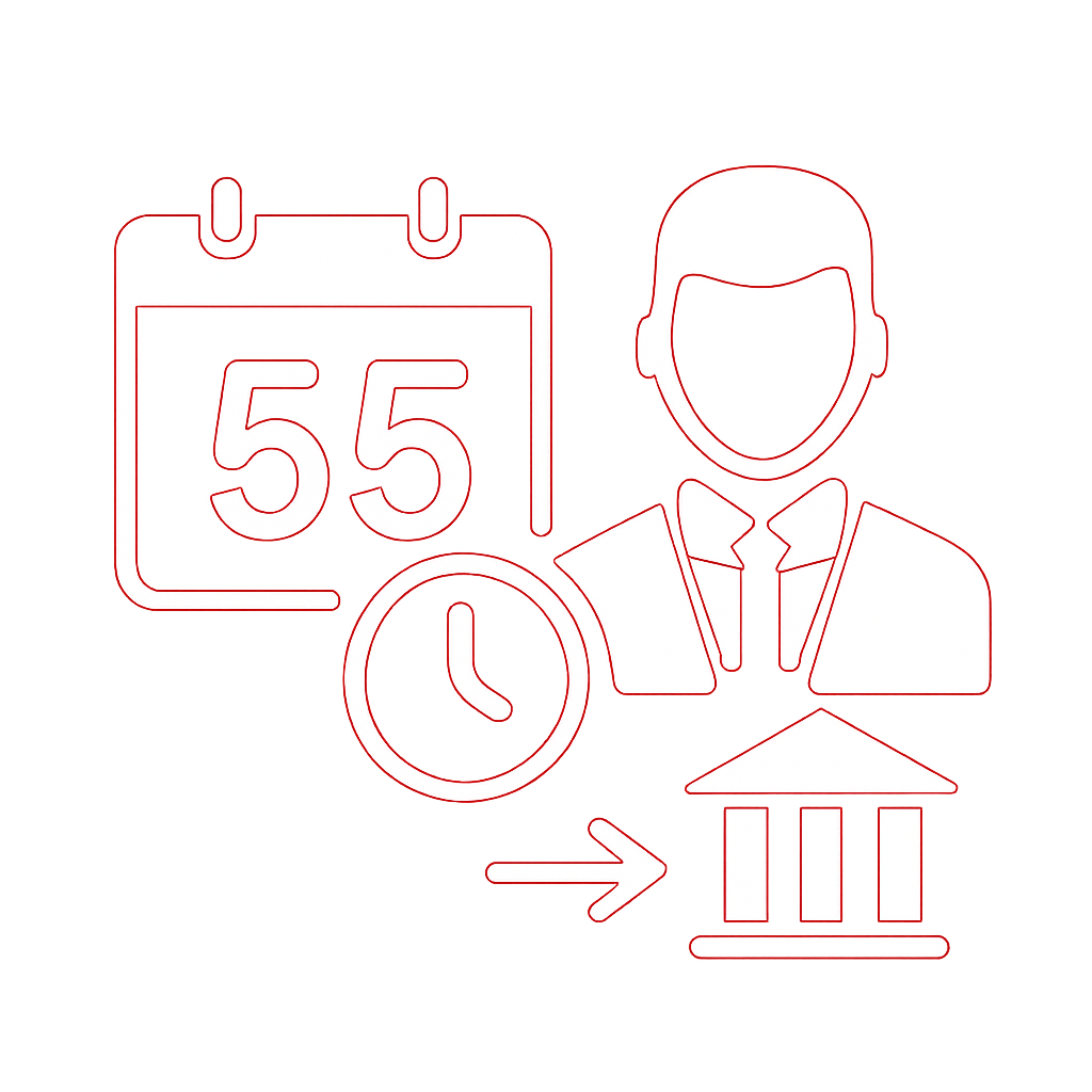 An educational diagram on securing a 55 Club account.
